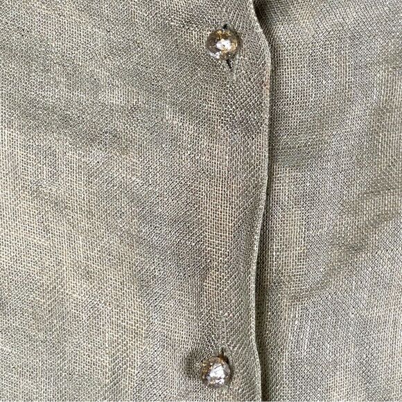 Connie Roberson women’s XS linen green gold Sheer button down tunic Shirt - Picture 3 of 7